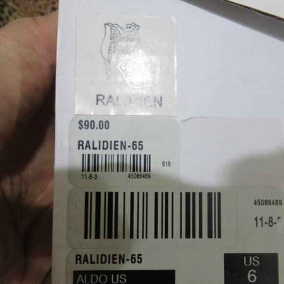 ALDO Ralidien Red Vegan Leather perforated peep toe booties heeled ankle boots - Picture 14 of 15